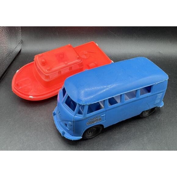 Vintage VW Volkswagen GAY Blue CAMPER Van & Boat GAY TOYS INC -C31